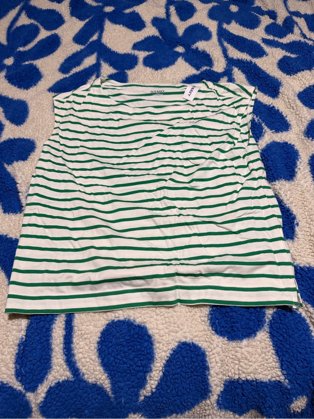 Old Navy Green & White Striped Women's Sleeveless Top